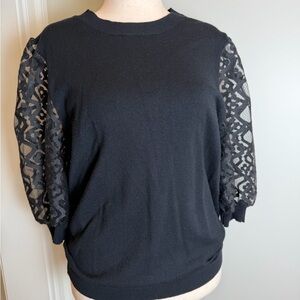 Black Sweater with Lace Sleeves
